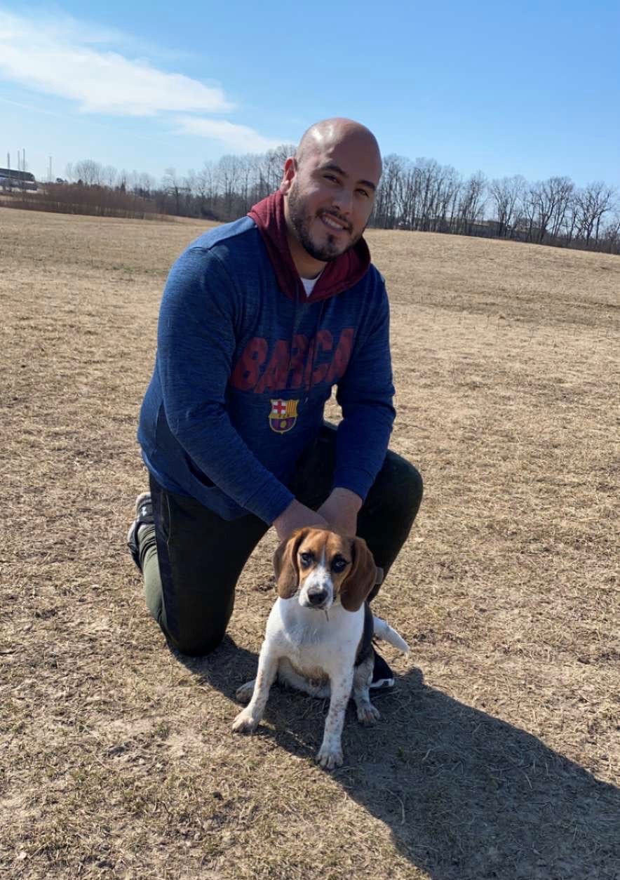 Abe Gonzalez with his dog