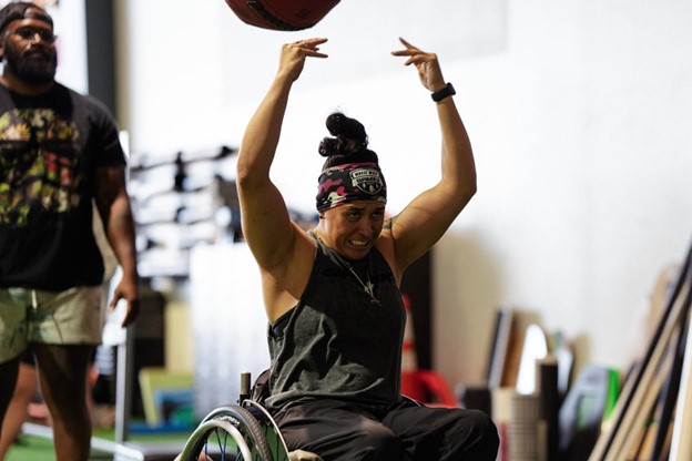 Shelby Estocado working out at Adaptive Training Foundation.