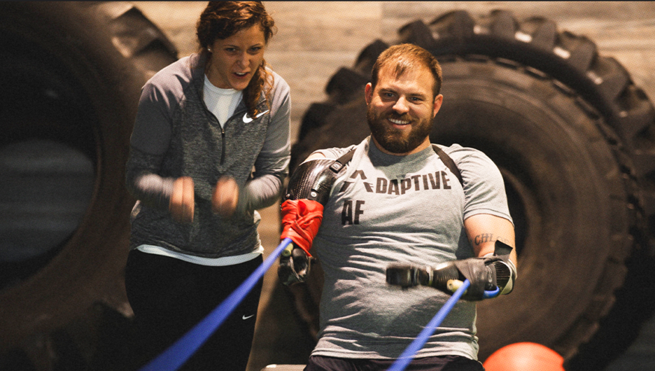 Army Staff Sgt. Travis Mills in a training session at the Adaptive Training Foundation. 