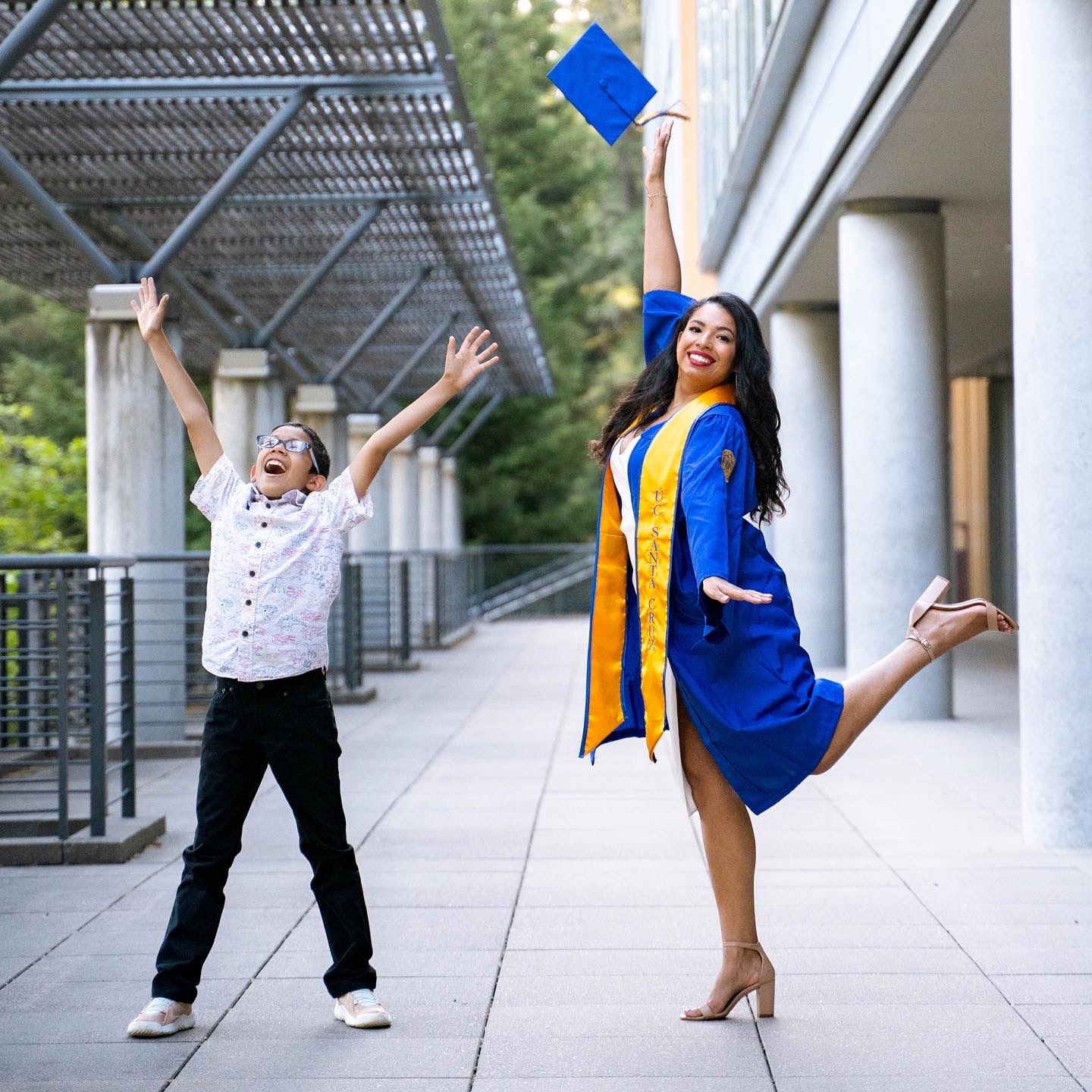 Alyssa Tamboura and her son at her UC Santa Cruz graduation. 