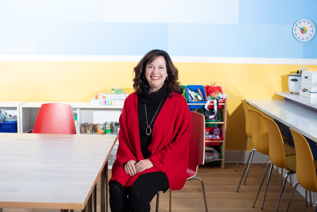 Terri Sorensen, CEO of Friends of the Children, sits in a classroom