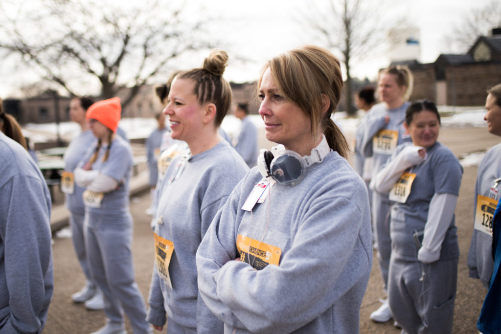 Female inmates wait to begin the race