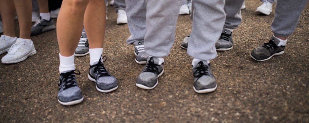 A photo of people wearing running shoes