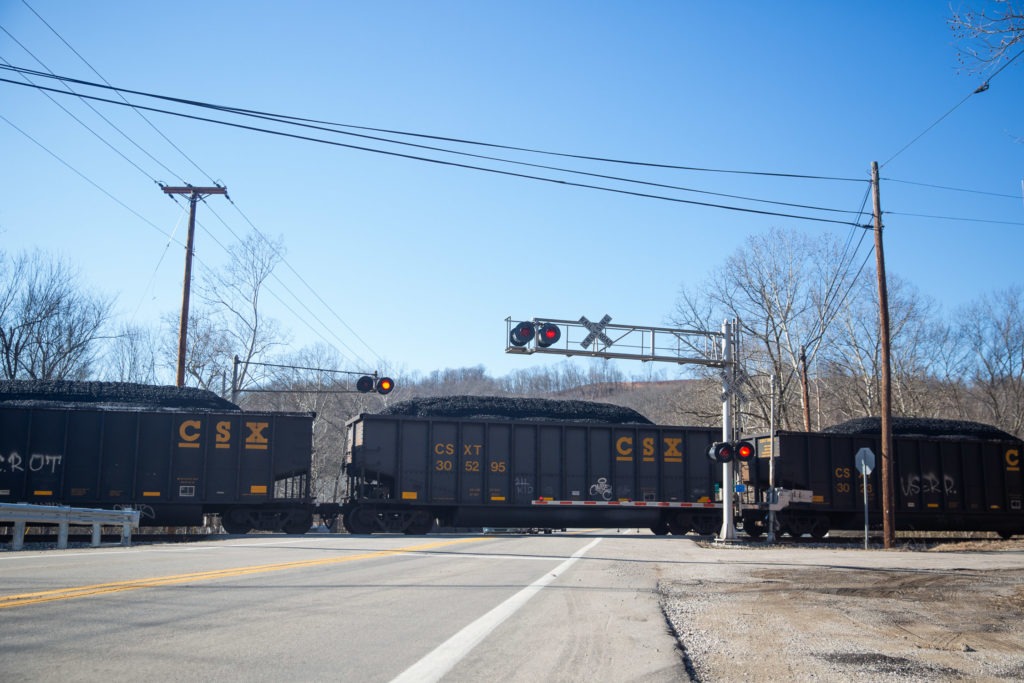 Freight trains carrying coal