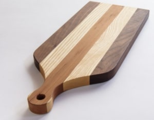 A wooden cutting board