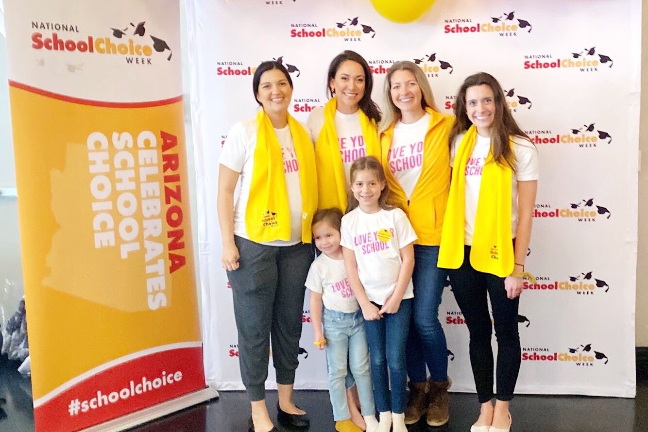 Four Women and Two children pose for a photo during Arizona School Choice Week