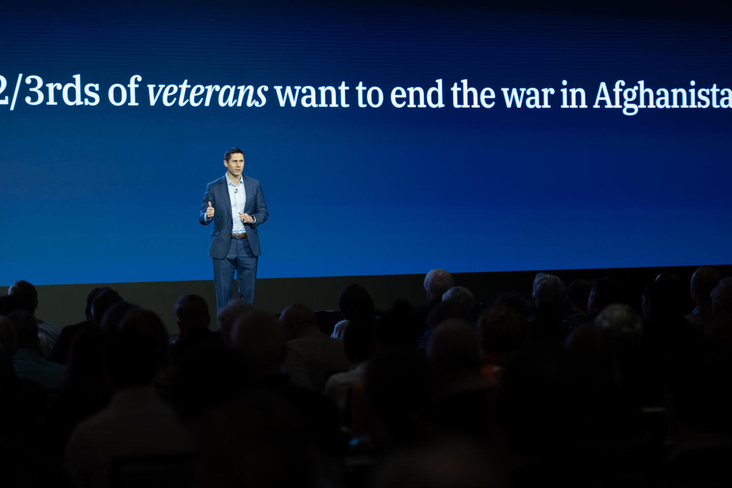 Nate Anderson, executive director of Concerned Veterans for America, on stage