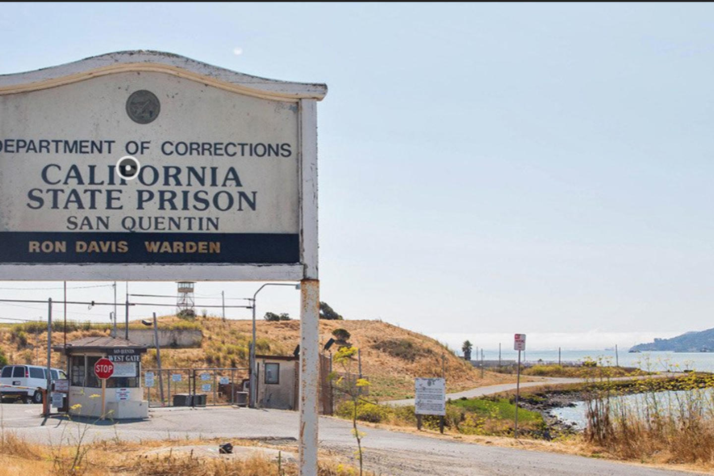 A sign for the San Quentin California State Prison sign