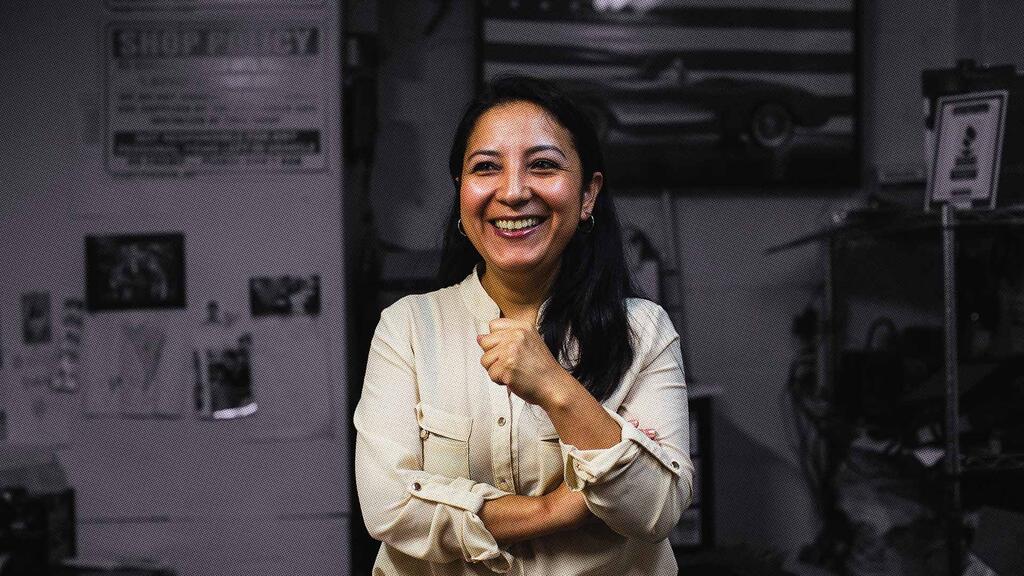 A smiling woman