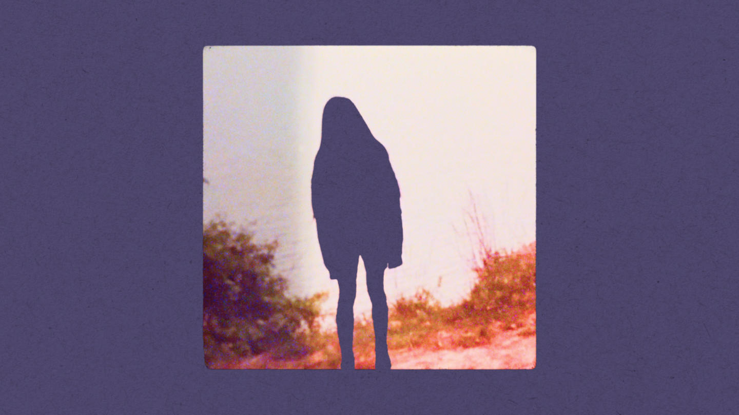 A cutout image of a girl standing in a field
