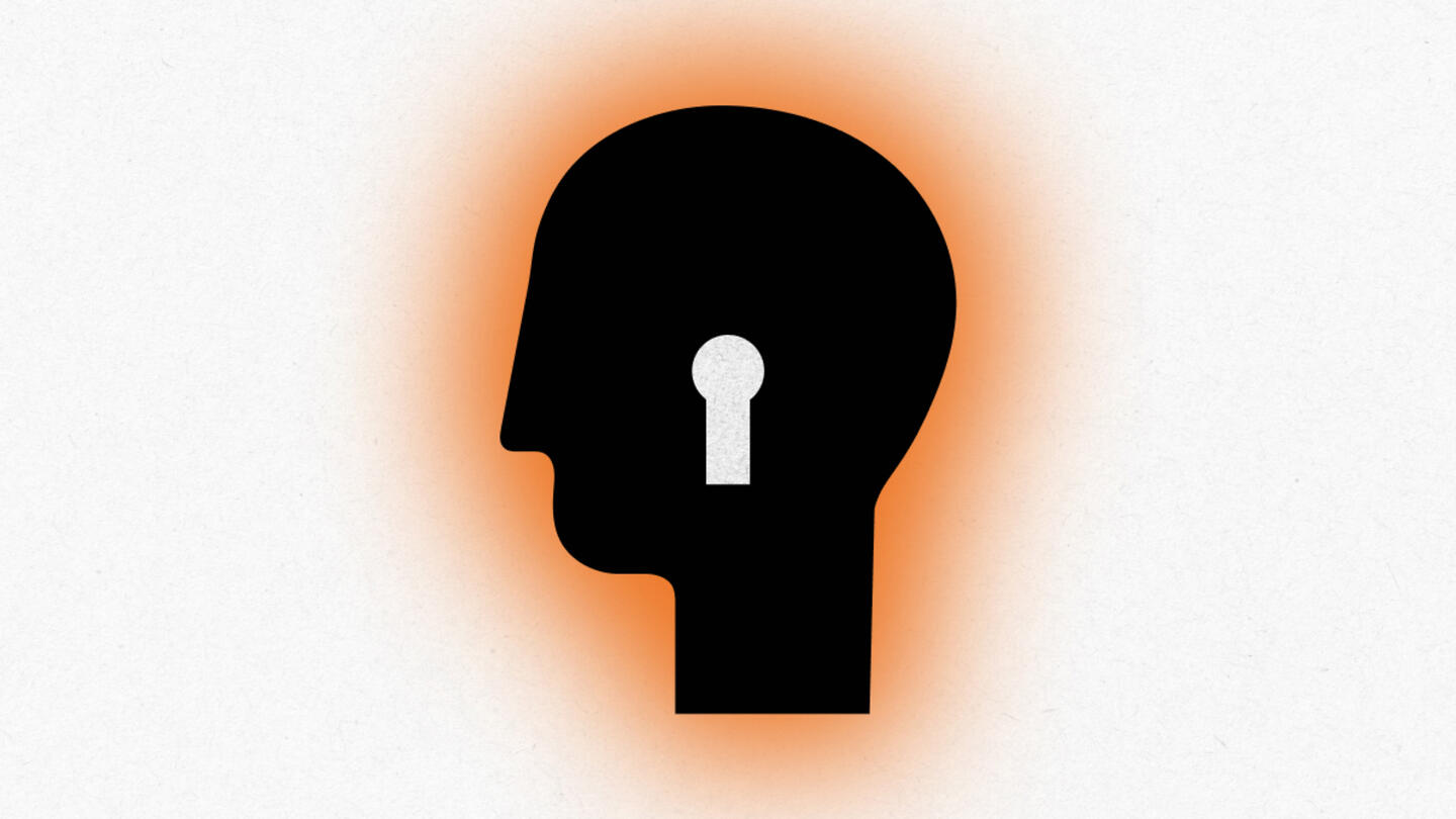 a graphic of a human head with a keyhole shape in the middle to represent the concept of unlocking human potential