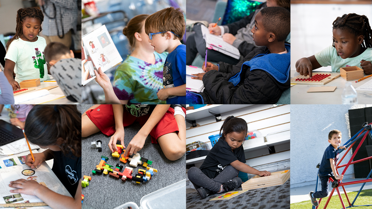 A collage of students at a microschool in Georgia