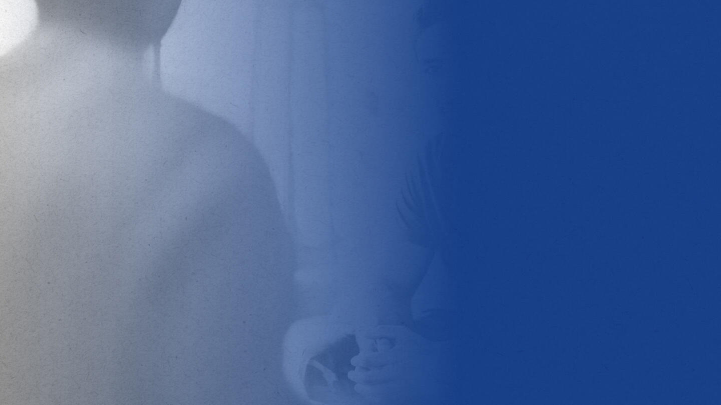 Shadow of people in blue.