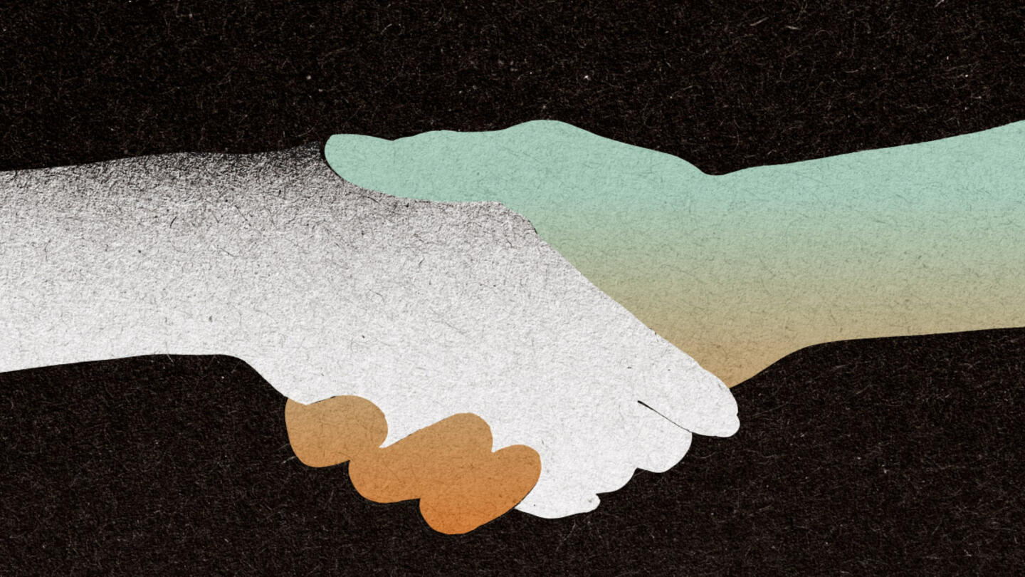 Shaking hands.