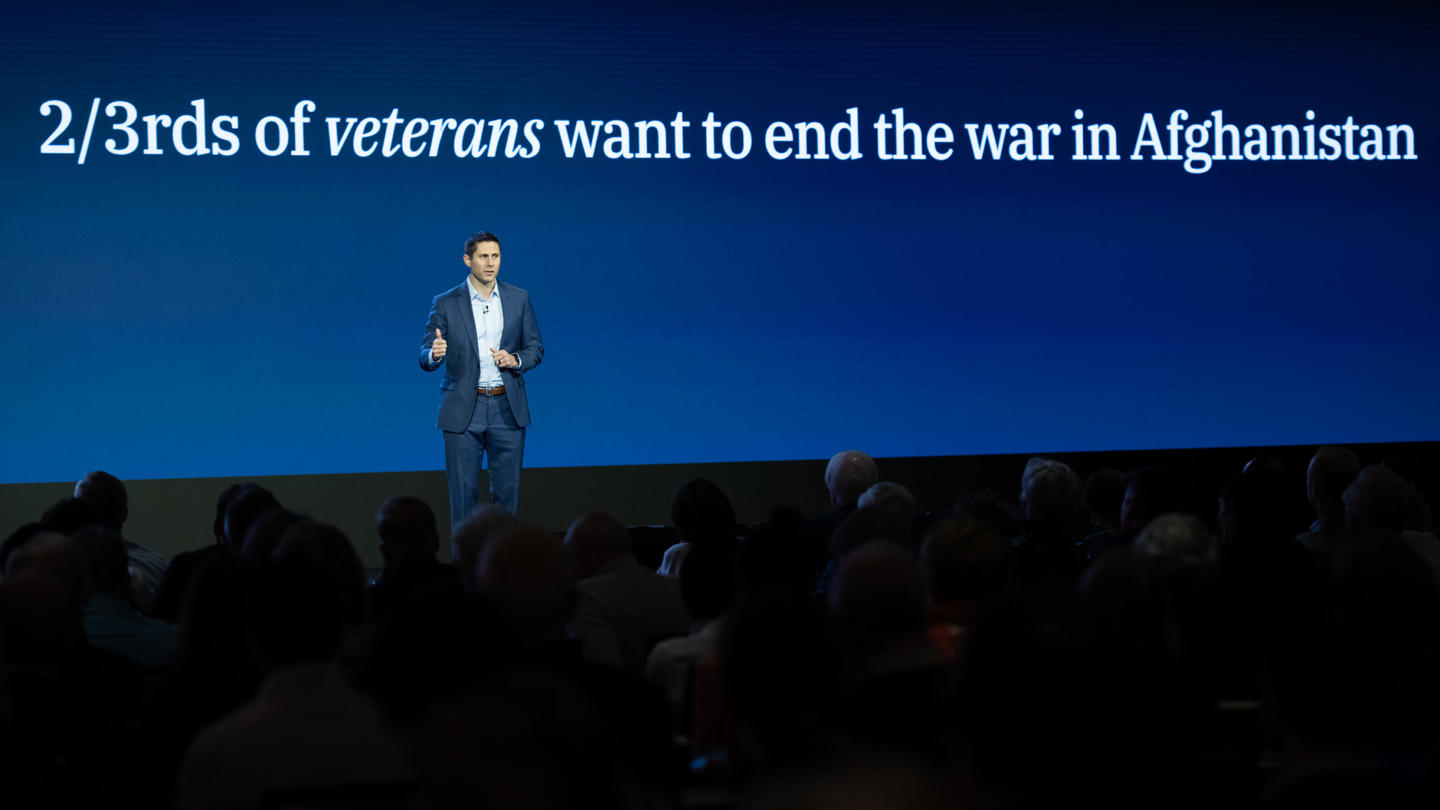 Nate Anderson, executive director of Concerned Veterans for America, on stage