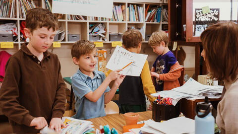 Children working on an assignment in class.