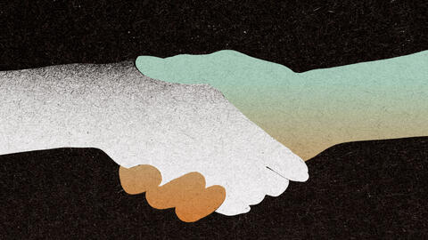 Shaking hands.