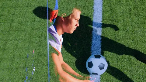 Child on a soccer field.