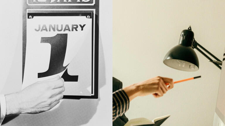 Calendar showing January 1.