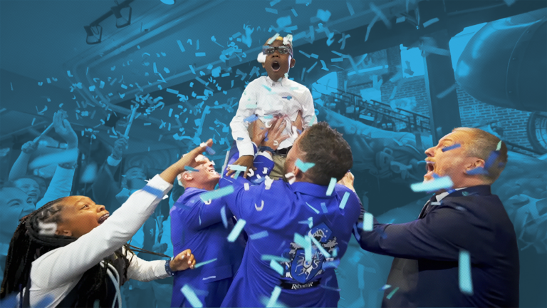 Children celebrating with confetti in the air
