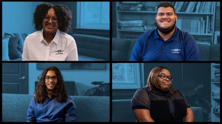 Photo collage of four SailFuture students