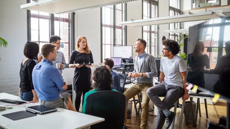 A group of people engaged in a discussion