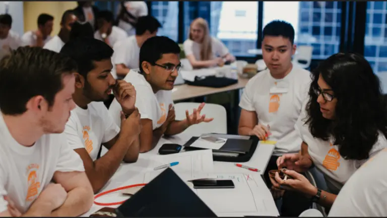 A group of students collaborating