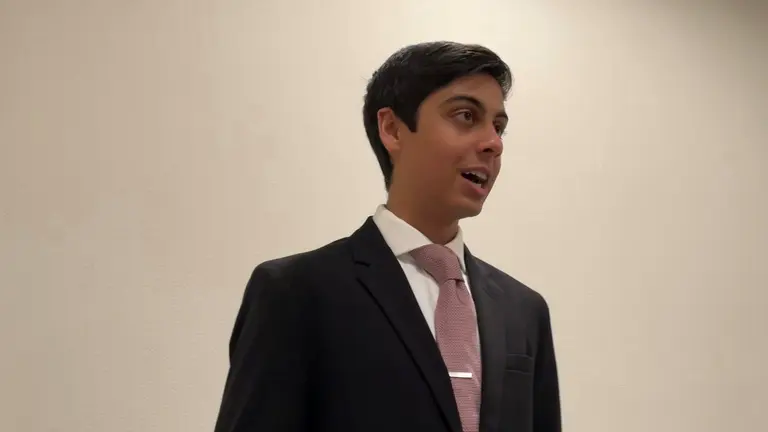 A student talking