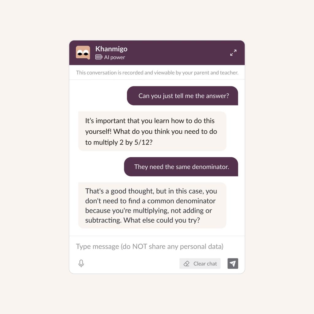 Screenshot of the Khanmigo platform