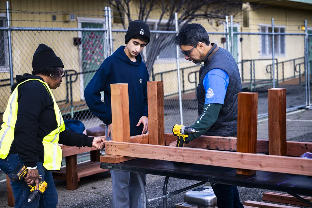 Building planters for school garden.