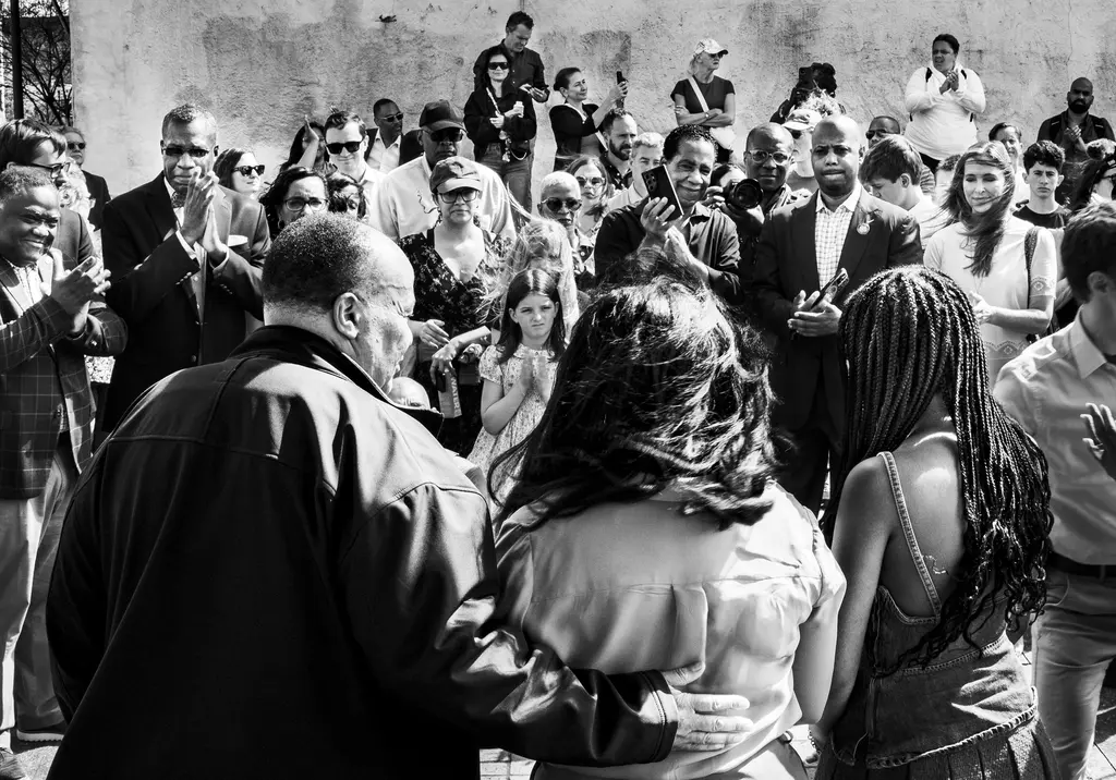 Martin Luther King III, Arndrea Waters King, and their daughter Yolanda Renee King addressed a crowd gathered at the Edmund Pettus Bridge.