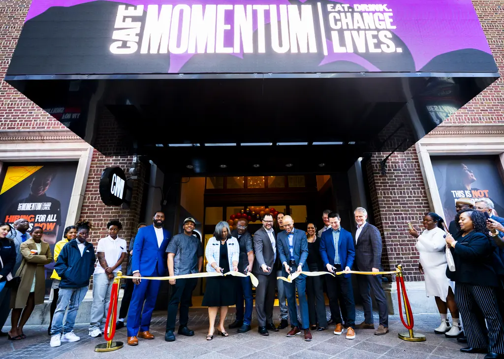 Cafe Momentum's ribbon-cutting ceremony.
