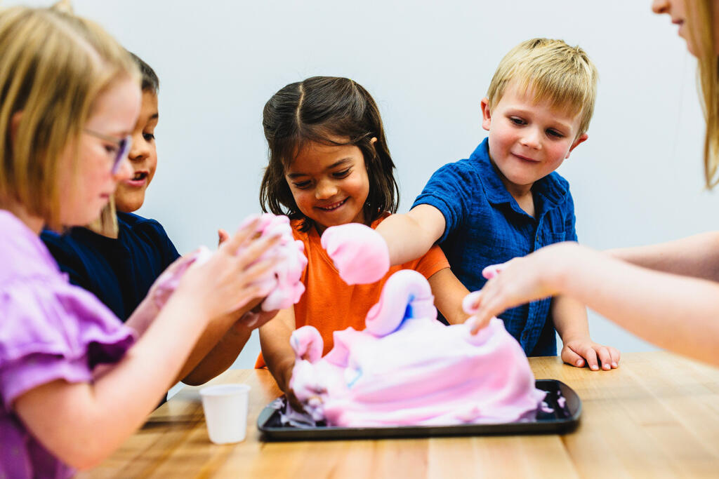 Children playing with slime.