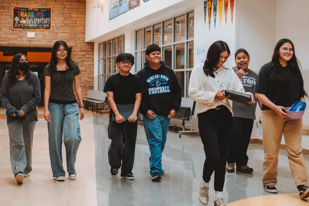 Elevate Navajo students walk the halls of Window Rock High School.