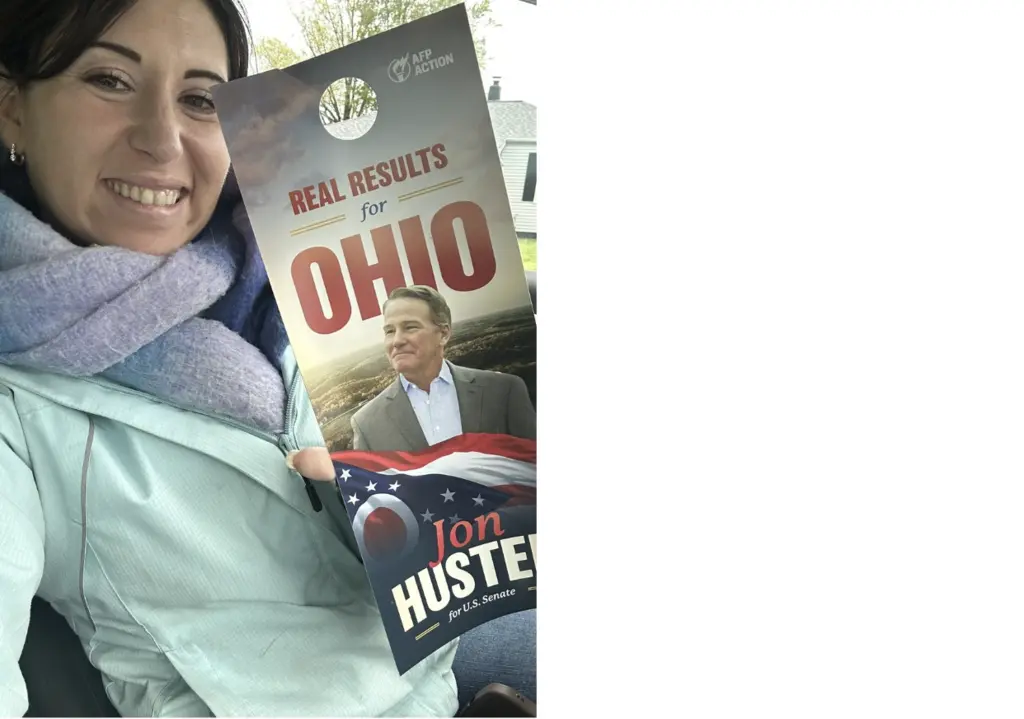 Activist holding literature