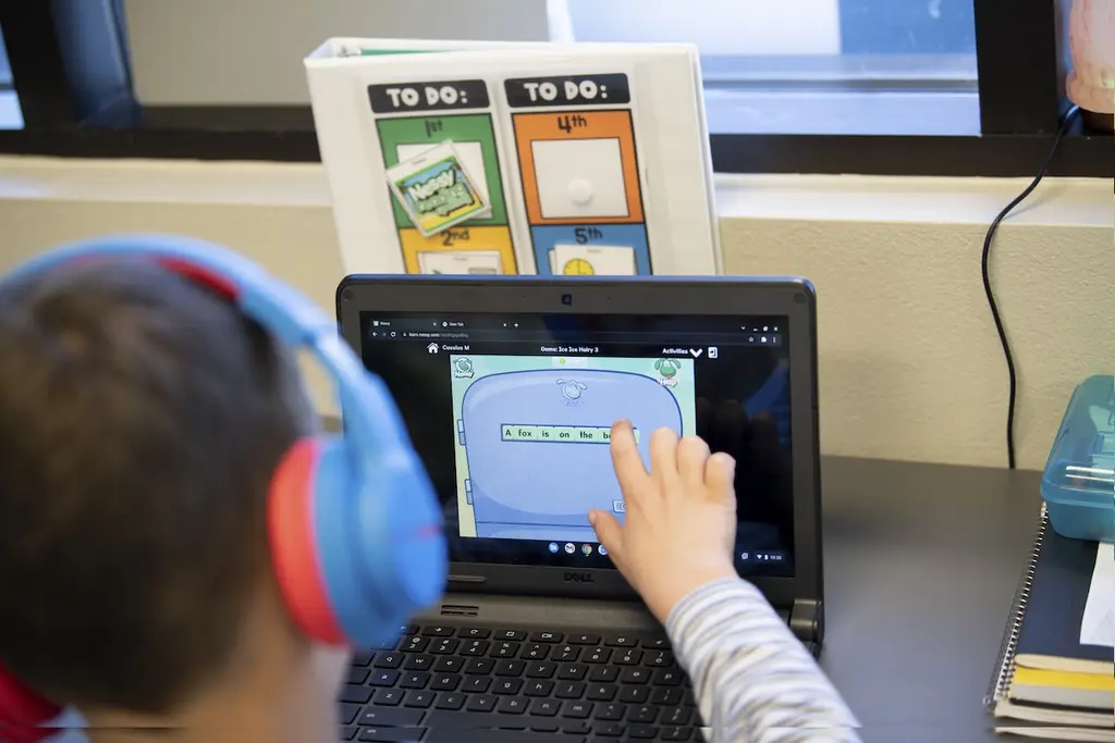 A student learns on a computer at the National Microschooling Center in Las Vegas.