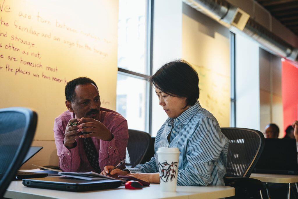 i.c. stars interns working together on an IT project
