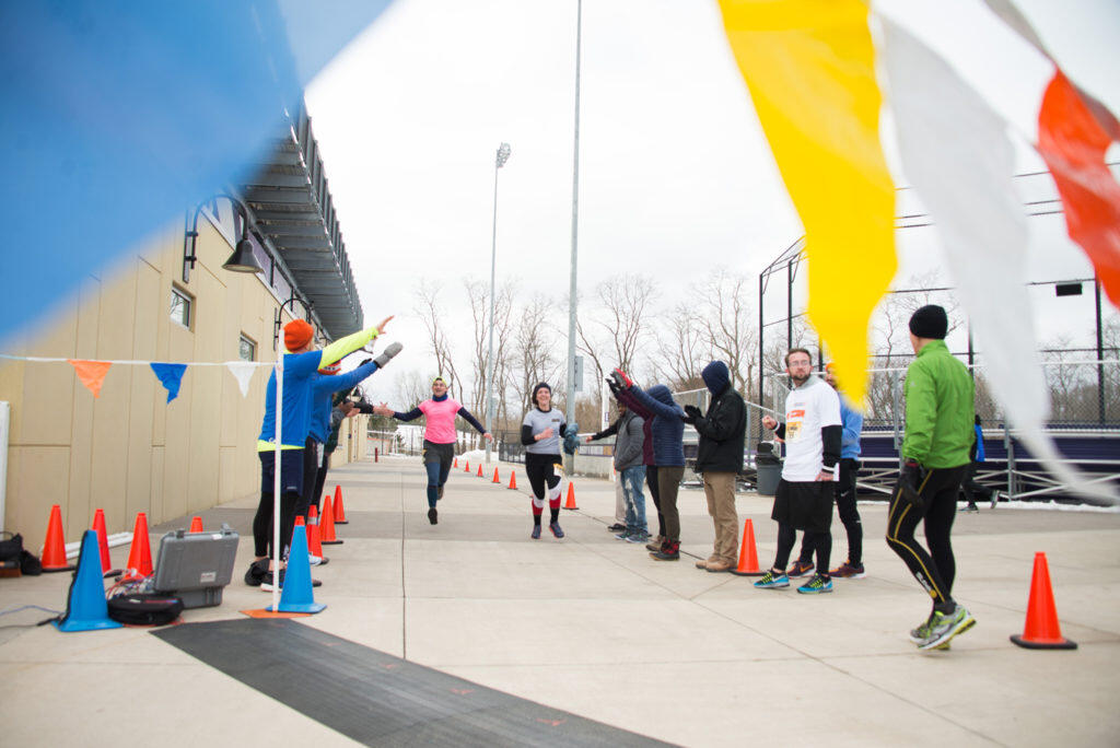 Race participants reaching the end of the course