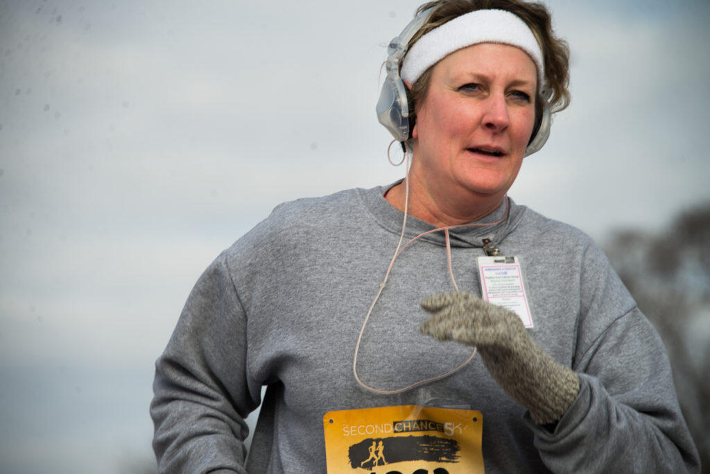A woman running