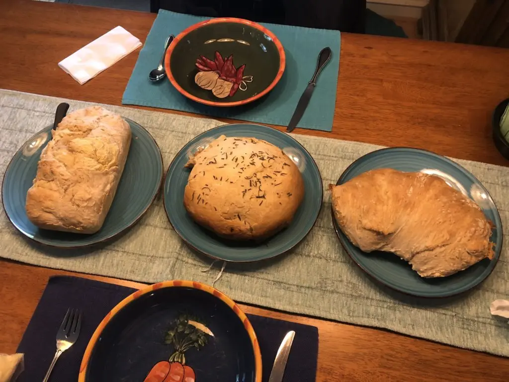 Loaves of bread on a table