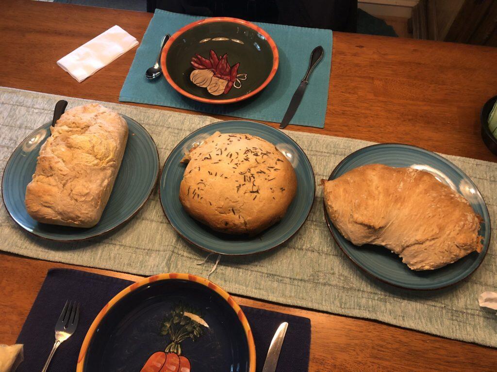 Loaves of bread on a table