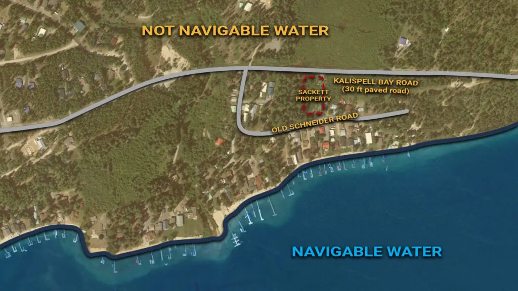 A satellite view of the Sackett property and surrounding land and waters